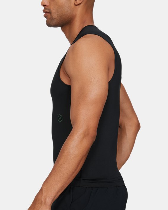 Men's UA RUSH™ Compression Sleeveless in Black image number 3